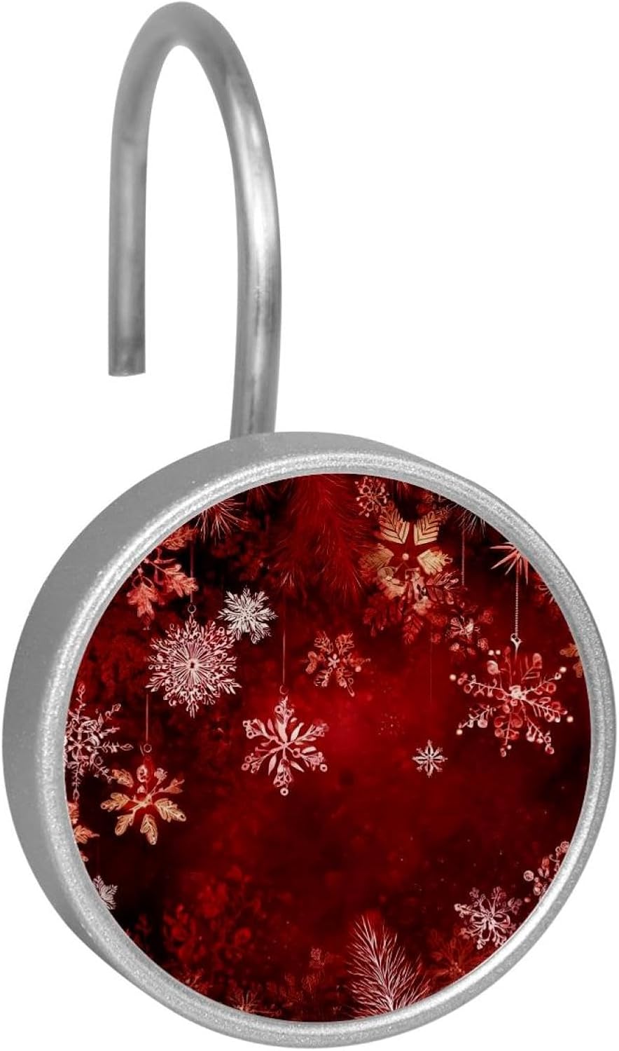 Christmas Holiday (3) Rolling Shower Curtain Hooks,Clear Crystal Glass Art Decorative Stainless Bath Bathroom Set 12 Pcs