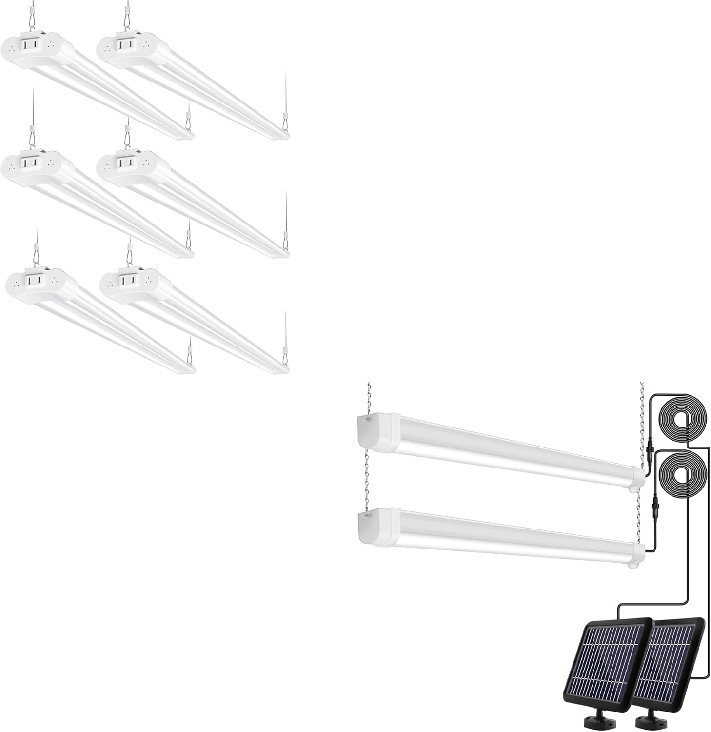 hykolity 5000K LED Shop Light Linkable, 4FT Daylight LED Ceiling Lights for Garages, Workshops, Basements, Hanging or FlushMount, Included Power Cord and Pull Chain,ETL