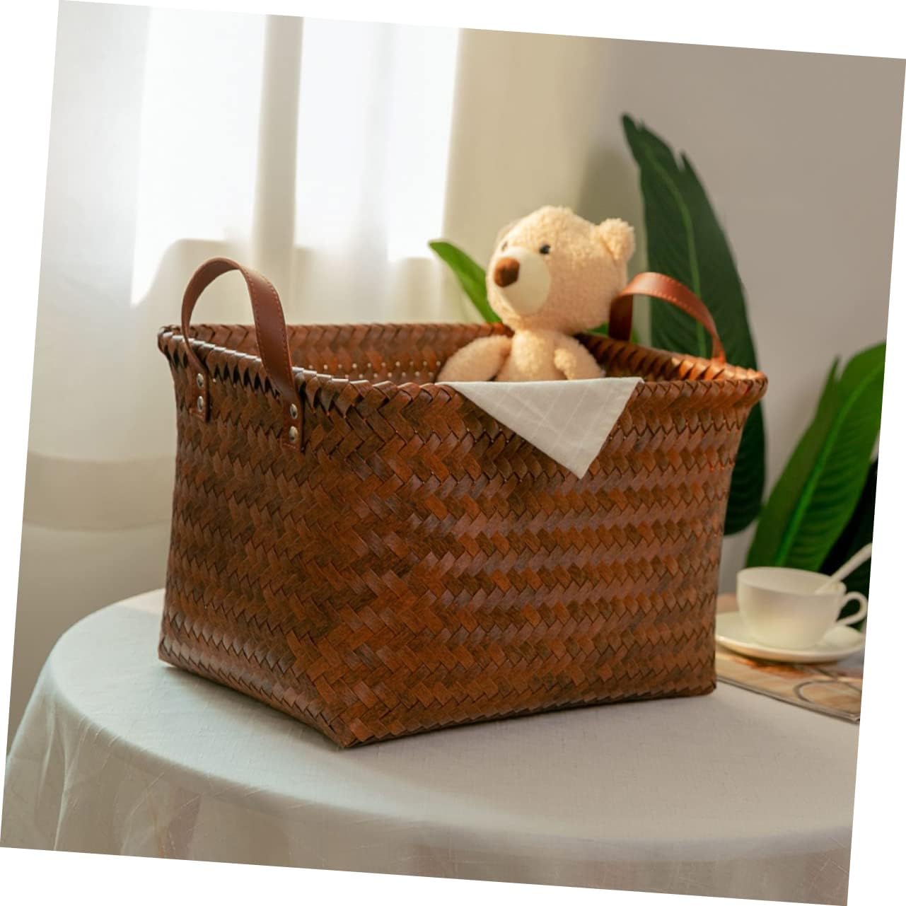 Woven Storage Basket for Home Organization Versatile Laundry Holder for Clothes Toys and Sundries Lightweight Design with Comfortable Handles Large