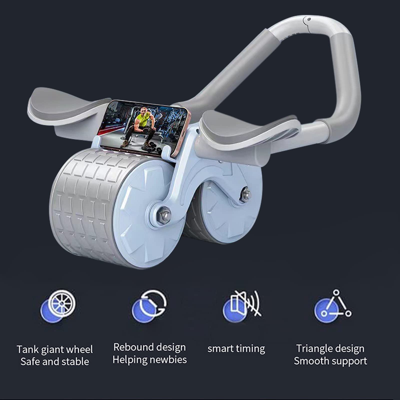 Ab Roller Rad mit Kniematte, Automatische Rebound Abdominal Rad, Ab Workout Ausrüstung Ab Stimulator Übungsräder für Home Gym, Ab Roller für Männer und Frauen Abs Workout