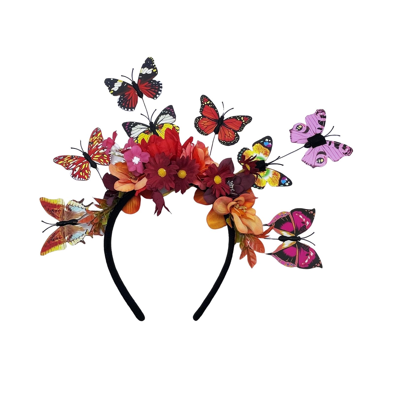 Fentency Adjustable Butterfly Flower Headpiece Ethnic Party Hairhoop For TeaParties Halloween Costume Special Event
