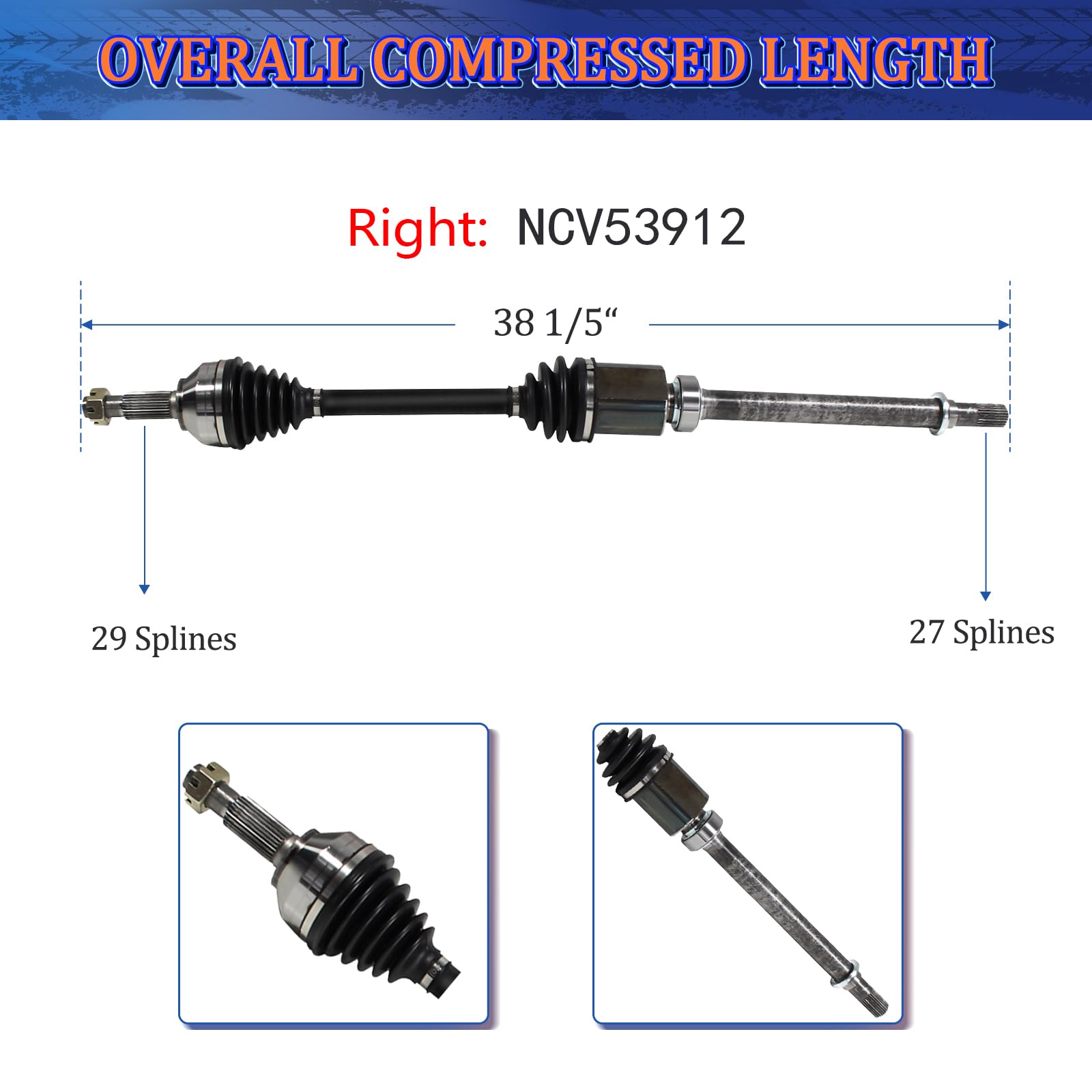 Front CV Axle Shaft Pair For 2008-2015 Nissan Rogue AWD - Left & Right, Direct Fit