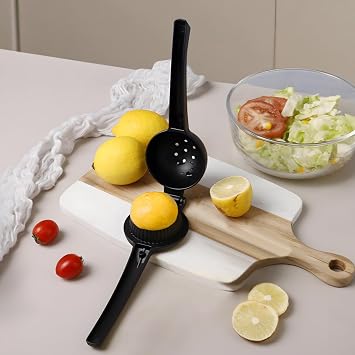 2 Pack Black Lemon Lime Juicers, Manual Aluminum Squeezer With Long Arm, Ergonomic Arc Build, Easy Cleaning, Heavy-Duty Citrus Press