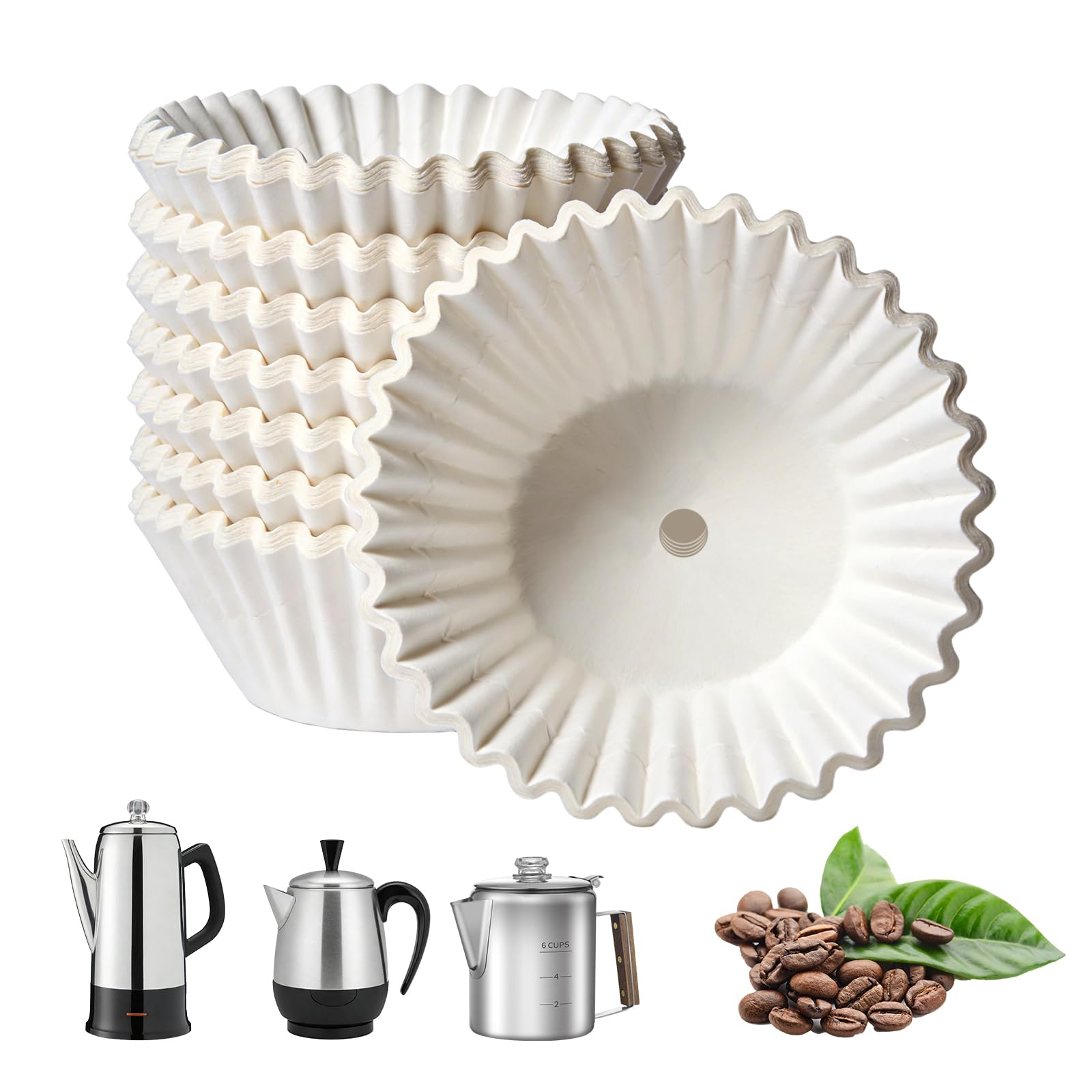 200-Count Percolator Coffee Filters - Compatible with Farberware, Coletti &amp; Elite Gourmet Electric Coffee Pots (4-9 Cup) | Disposable Paper Basket Filters for Glass &amp; Standard Percolators
