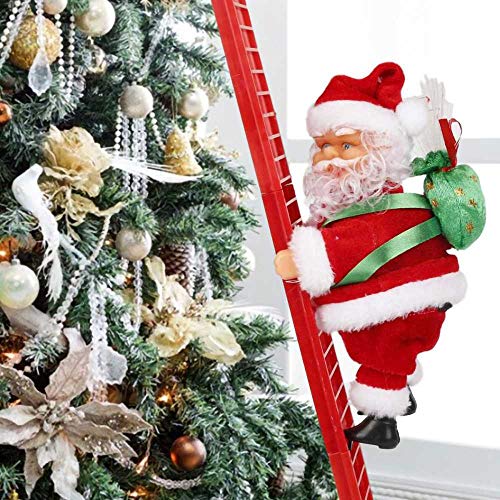 Innolites Climbing Ladder Santa, Christmas Electric Climbing Santa Claus Doll Christmas Decoration with Music, Hanging Xmas Ornament Toys for Christmas Tree Ornament