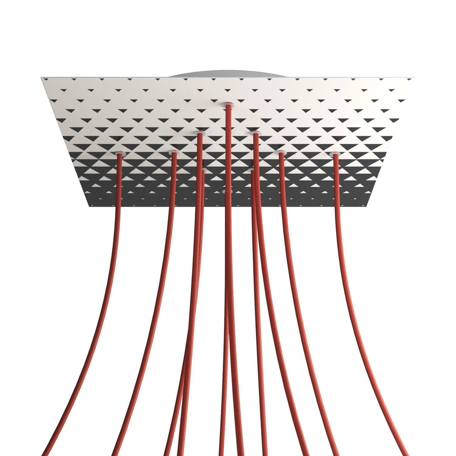 creative cables Rosone lampadario soffitto Rose-One quadrato XXL – (Lato 400 mm, 10 fori, 4 fori laterali) – Sistema brevettato per multi sospensioni – Design per grandi ambienti