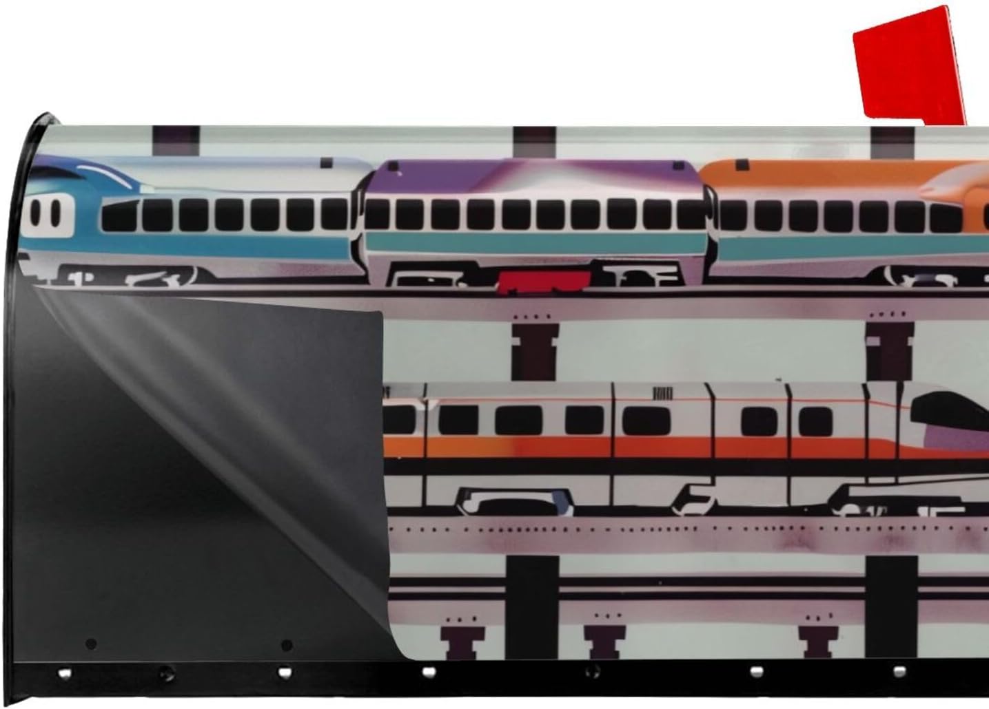 Mailbox Cover 21x18 in, Monorail Train Print Waterproof Mailbox Covers Magnetic Post Letter Box Cover Wraps for Garden Outdoor Decor