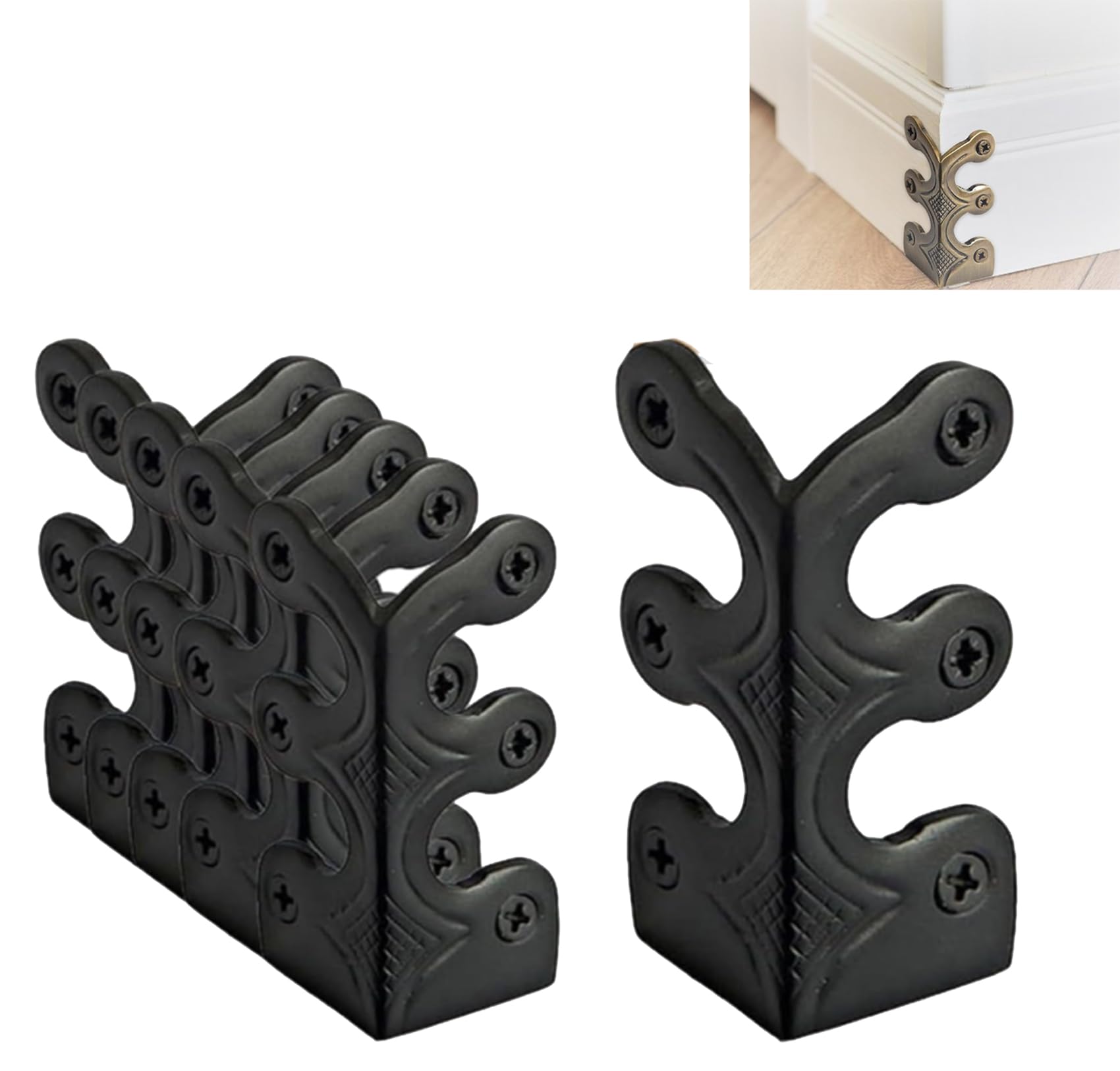 Fangatu Baseboard Corner Protectors, Solid Brass Skirting Board Corner Protectors, 2026 Upgrade Baseboard Corner Protectors (Black,6Pcs)