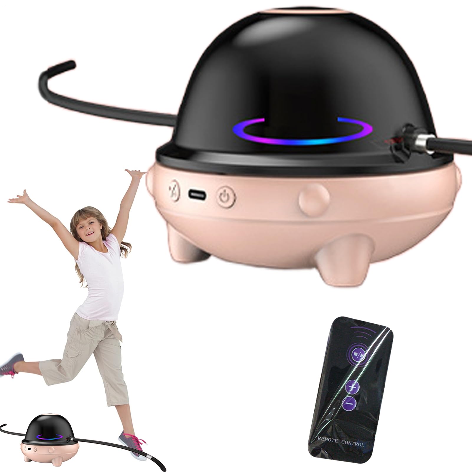Machine à Sauter à la Corde - Compteur Numérique de Sauts avec Musique,Machine à corde à sauter intelligente sans fil avec télécommande 10 vitesses ajustable pour salle de sport, entraînement,