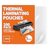 Binditek 200 Pack 5 Mil Thermal Laminating Pouches, 9x11.5 Inches Laminating Sheets, for Letter Size, Ultra Clear, Glossy, Hold 8.5x11 Inches, Heat Seal, School Office Supplies