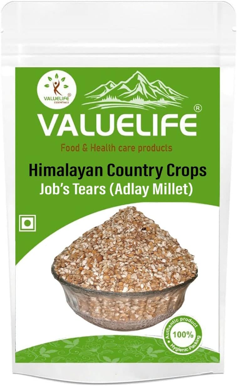 Valuelife Job’s Tears (Adlay Millet) Whole | Coix Seed/Gavedhukam | Natural & Unpolished Grain | High Fiber Millet for Cooking, Soup & Porridge (550g)