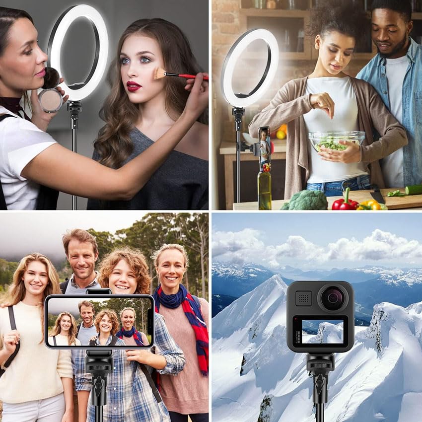 Aro de Luz con Tripode, 10" Ring Light con Control Remoto 3 Modos 10 Brillos Regulables Anillo de Luz para TikTok, Maquillaje, Selfie, Streaming, Youtube, Twich Live