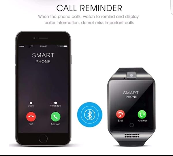 Bluetooth Smart Watch Touchscreen con fotocamera ZRSJ smartwatches Q18 con slot per schede SIM per Android IOS iPhone Samsung Smartphones Bambini Uomini Donne