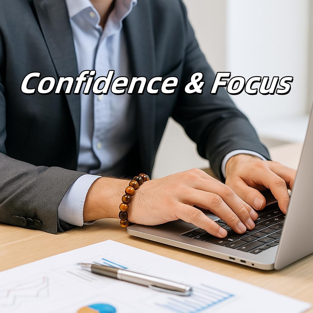 Tiger Eye Bracelet for Men and Women – Natural Crystal Healing Bracelet with Gift Box | Mens Beaded Bracelet for Protection, Courage, Confidence & Career Success - Image 3