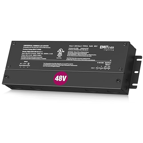 Emitever Controlador LED regulable de 48 V, fuente de alimentación regulable 5 en 1 de 288 W, transformador de CA a CC de 3 canales para luz LED,