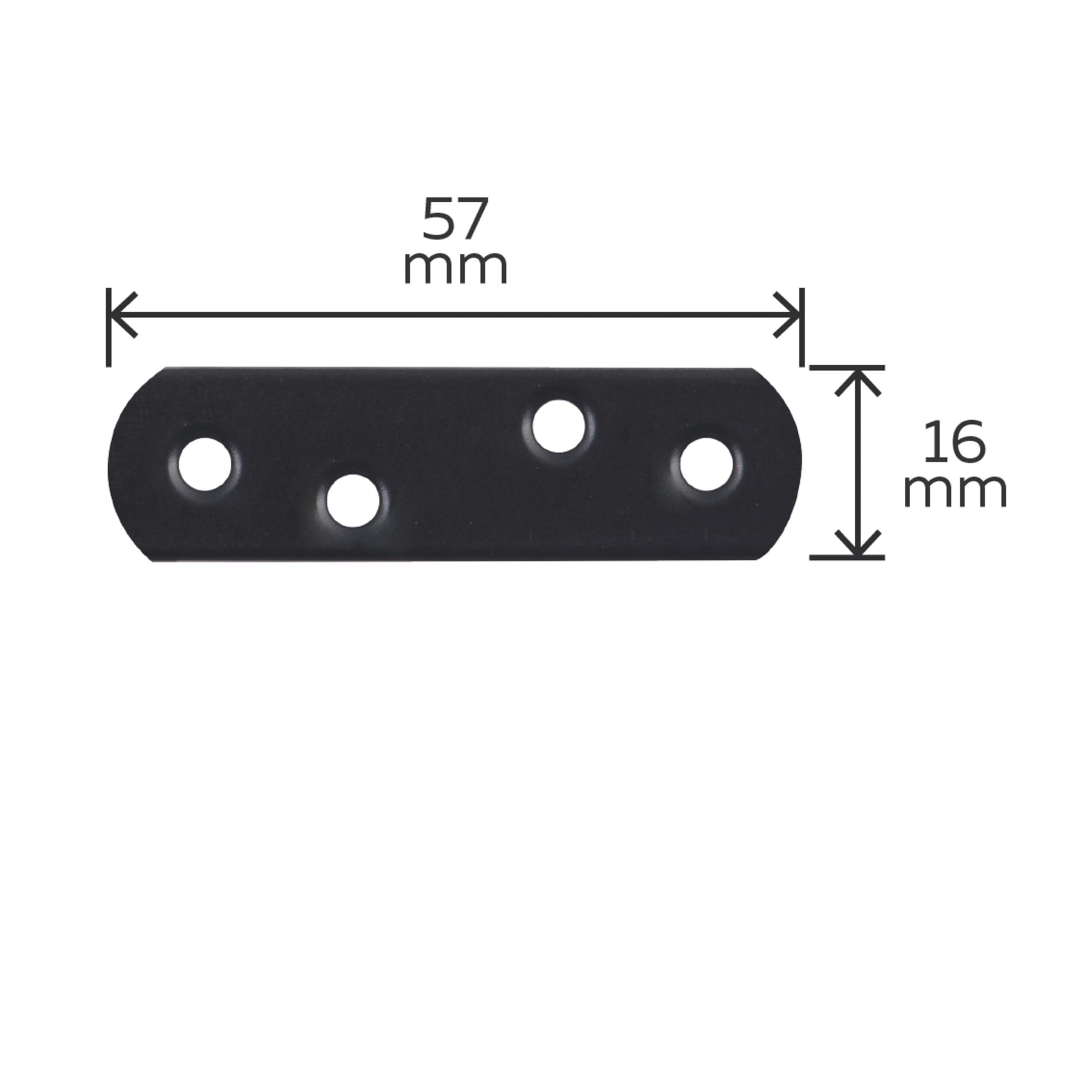 Alberts 824815 Platine d'assemblage avec bouts arrondis - noire - plastifiée - 19 x 57 x 1,5 mm | kit de 100