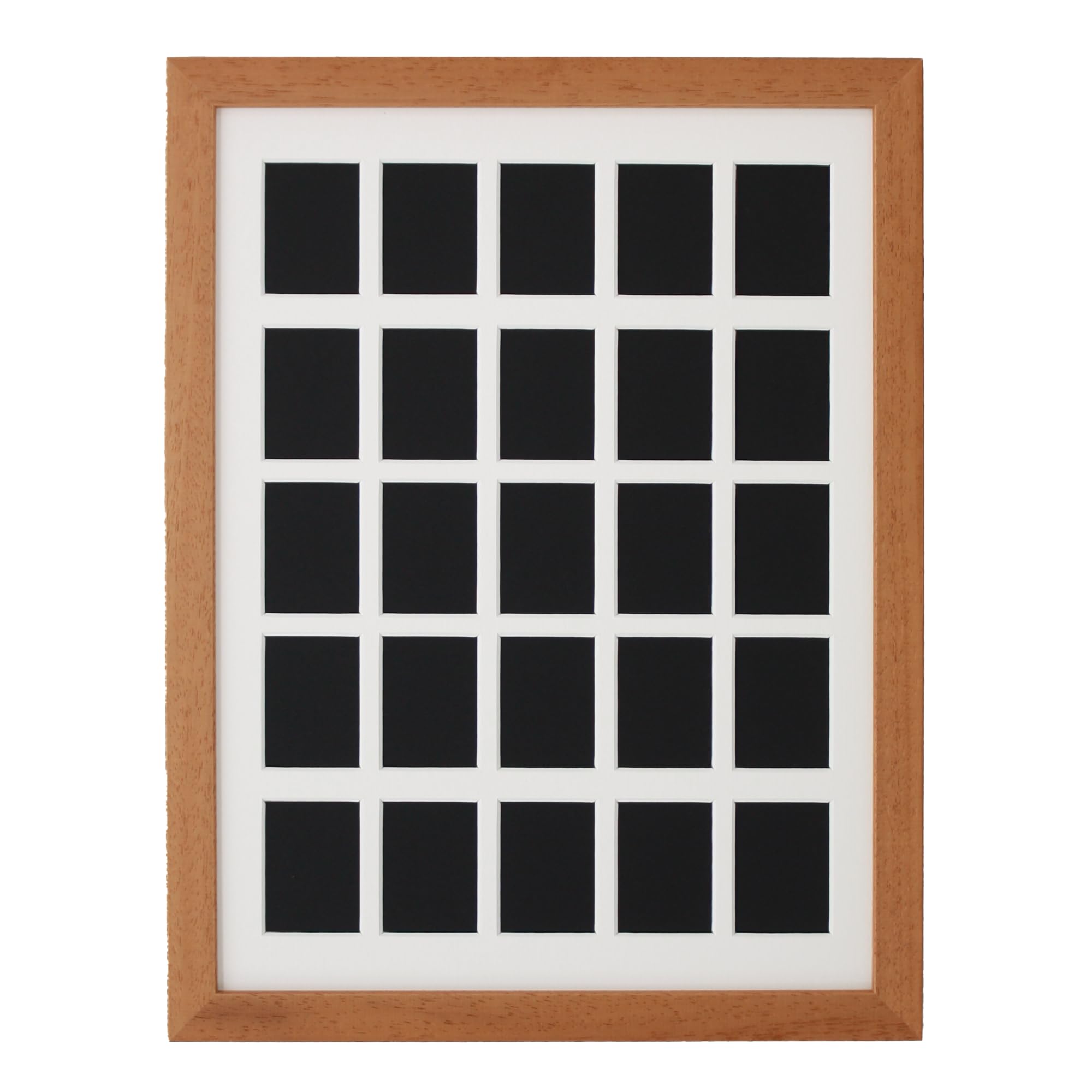 Instax Mini Multi Aperture Wooden Frame. Suits twenty-five photos taken with an instax mini camera. Designed to Show the Photo only - Not the white instax Border. (Oak)