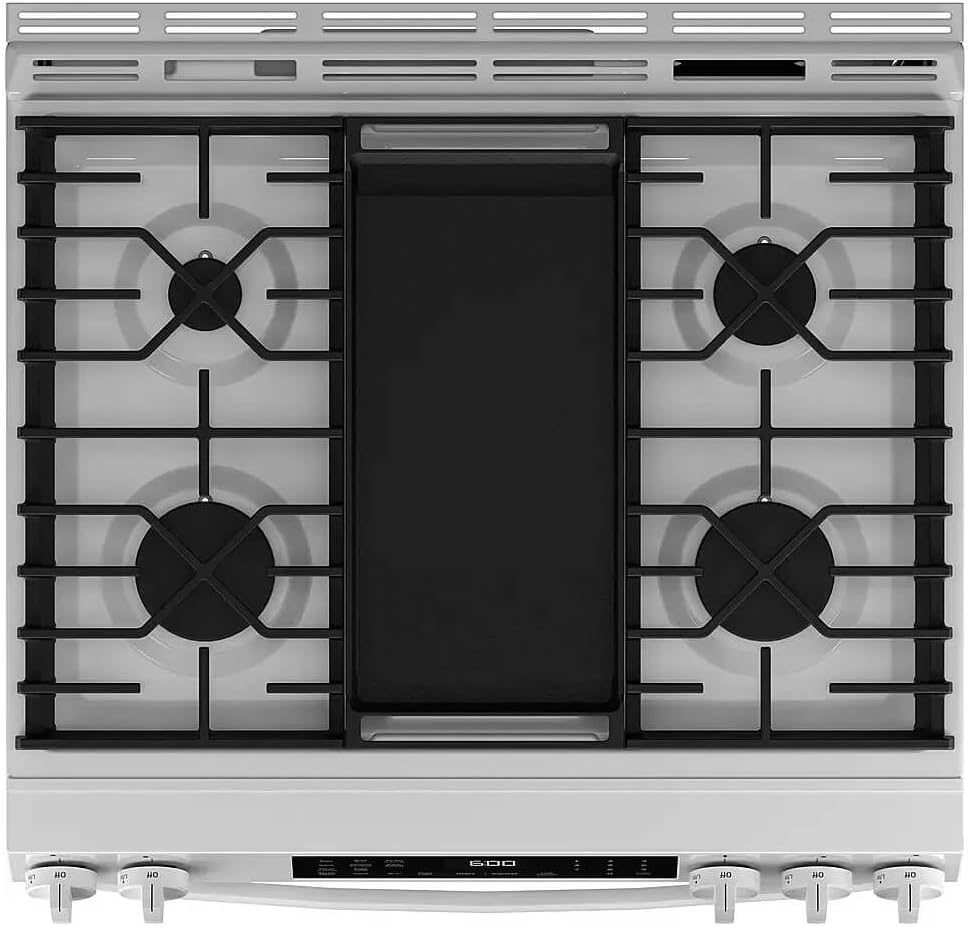GE GGS600AVWW 5.3 Cu. Ft. White Slide-In Gas Convection Range