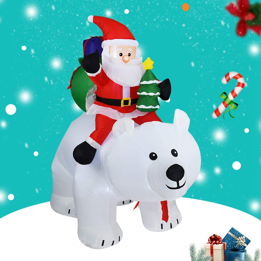 HARLT Large Inflatable Christmas Santa Decoration 67 in × 82 in with 3 LED Lights Indoor Outdoor Use
