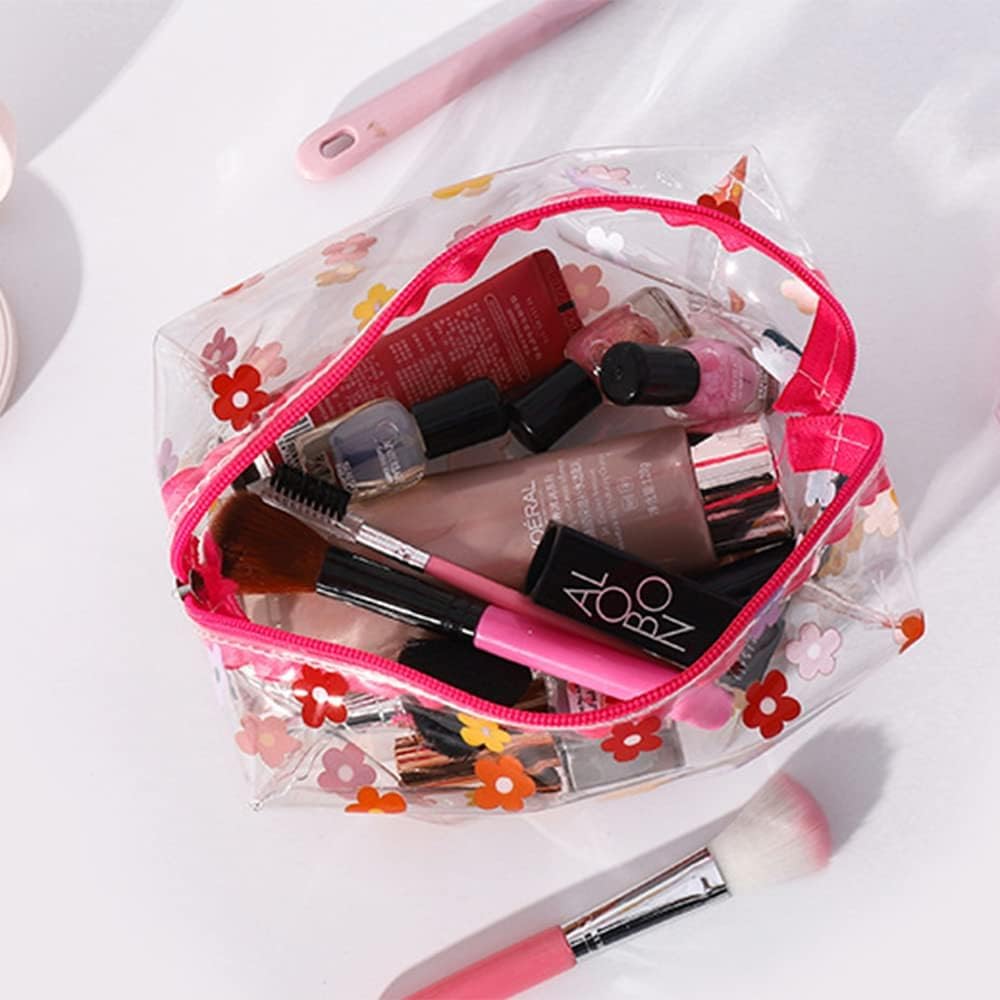 Estuche transparente para lápices de gran capacidad, 4 unidades, bolsa de almacenamiento de maquillaje portátil de PVC, bolsa de papelería, bonito organizador cosmético cuadrado transparente para