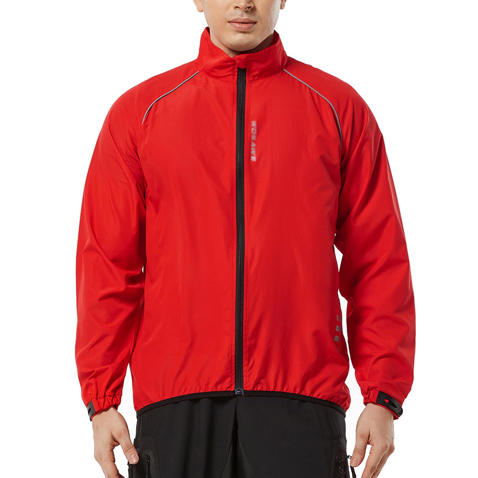 Giacca da Ciclismo da Uomo Ad Alta visibilità Impermeabile Leggera Antivento Riflettente da Bicicletta Giacca Ripiegabile con Tasche,Red-XL