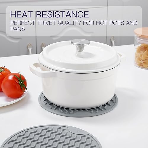 Miniatura 4 de BOILMERIT Paquete de 4 salvamanteles de silicona de 7.8 pulgadas, resistente al calor, almohadilla antideslizante multiusos para kichen, mesa,