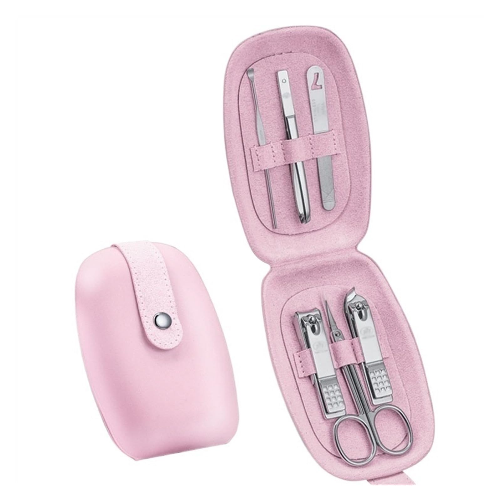 Kit de manicura de 6 Piezas para Mujeres y niñas, Kit de cortauñas, Herramientas de Acero Inoxidable, Kit de Aseo portátil para Viajes con Elegante Estuche de Cuero.