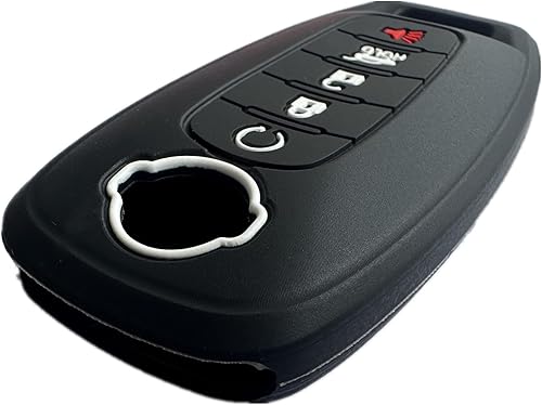 Miniatura 5 de KAWIHEN Funda de silicona para llavero compatible con Nissan Pathfinder Rogue 2023 2024 (4 botones (arranque remoto), negro con rojo