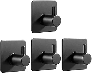 Haken Selbstklebend 4 Stück Handtuchhaken Klebehaken Ohne Bohren aus Edelstahl Handtuchhalter Schwarz für Bad Toilette Küche Büro