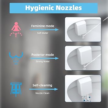 Hibbent Bidet Attachment for Toilet, Hot and Cold Water Spray Non-Electric Dual Nozzle for Frontal & Rear Wash, Adjustable Water Pressure Control, Self Cleaning Water Sprayer, White