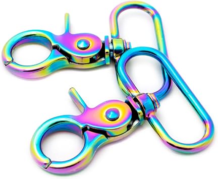 Loosco Rainbow Trigger Snaps, 6 PCS Hook Clasps Oval Swivel Clips Hooks Clips Snap for Straps Bags Belting Leathercraft 1 1/2"