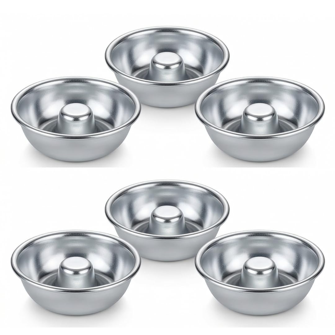 Healthy Baked Donut Mould Set (Pack of 6) - 8cm Non-Stick Style Aluminum Katori for Oven & Air Fryer Baking - Oil-Free Doughnut Maker for Diet Snacks - 8x3cm Round Ring Moulds for Guilt-Free Treats-image-26