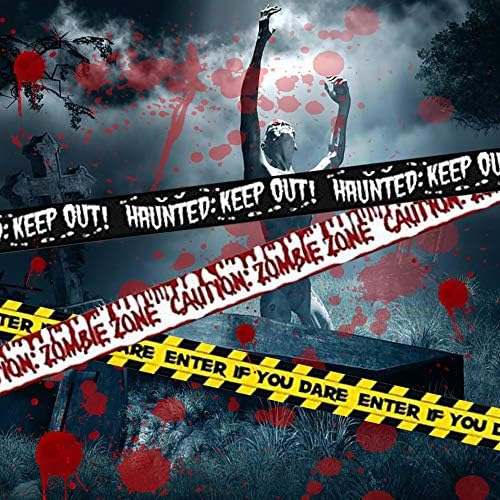 Halloween Fright Tape Bundle - Halloween Tape Bundle includes, Enter If You Dare - Caution Zombie Zone - Haunted Keep Out - 3 pack, Creepy Scary Decoration Tape