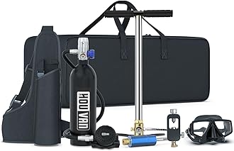 H400 Mini Scuba Tank 1.0L Scuba Tank Up to 20 Minutes Underwater Breathing Portable Diving Tank with On-Off Valve Reusable Pony Bottle for Underwater Exploration Emergency/Recreation