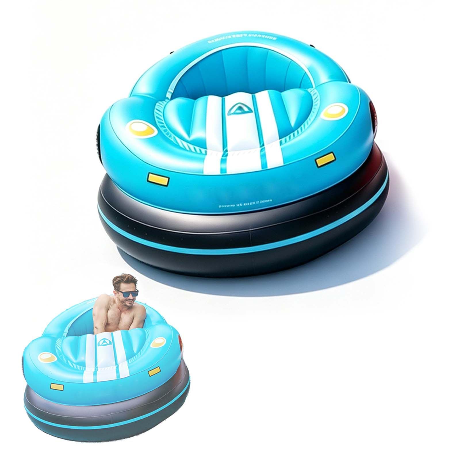 QFGain Electric Inflatable Bumper Boat for Pool, 360° Joystick Control, 2.4kg Thrust Blue