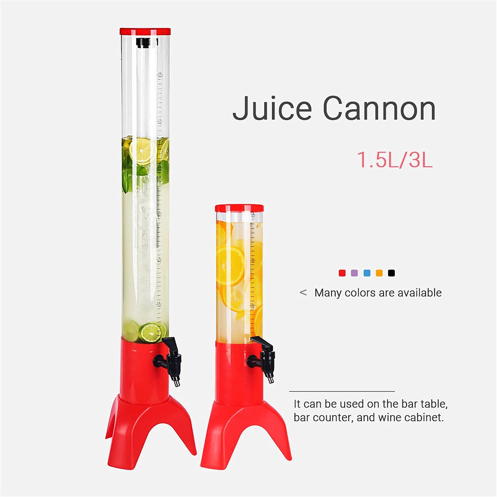 MU Birra Torre, Birra Birra Dispensatori Luminosa Tower Tower Birra Draft Creativo Birra da 3 Litri Banele Succo Drink Drink Bar Party Dispenser,Rosso,5L.