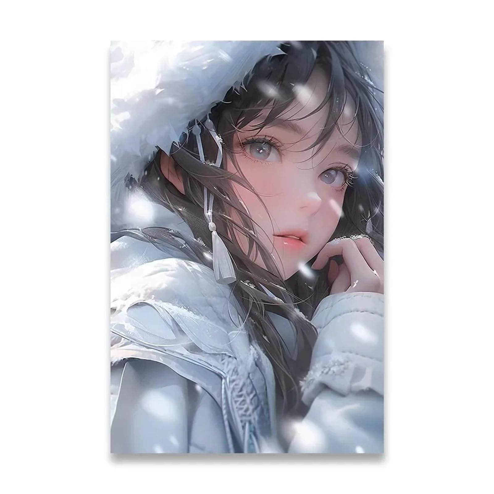 Peinture murale decoration de chambre fille pour une atmosphere d'hiver douce sur toile