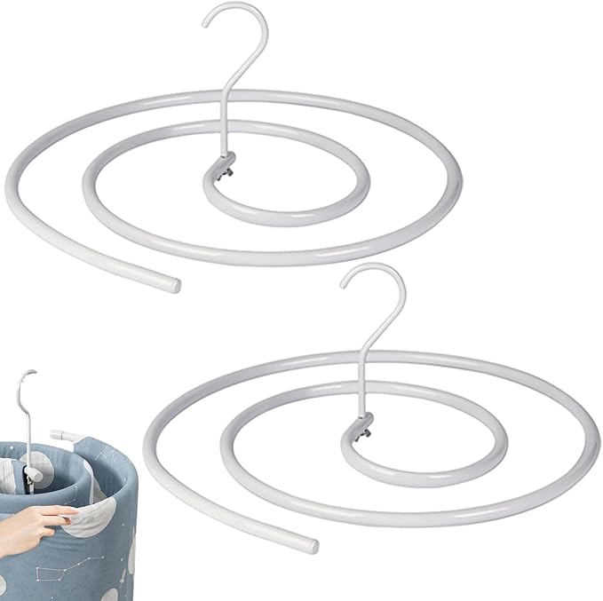 2 Stück spiralförmiger Bettlaken-Aufhänger, rund, platzsparend, zur Aufbewahrung von Decken, abnehmbarer, verdickter Decken-Wäscheständer aus Eisen für Bettlaken, Decke, Bettdecke, Badetuch, Wäschestä