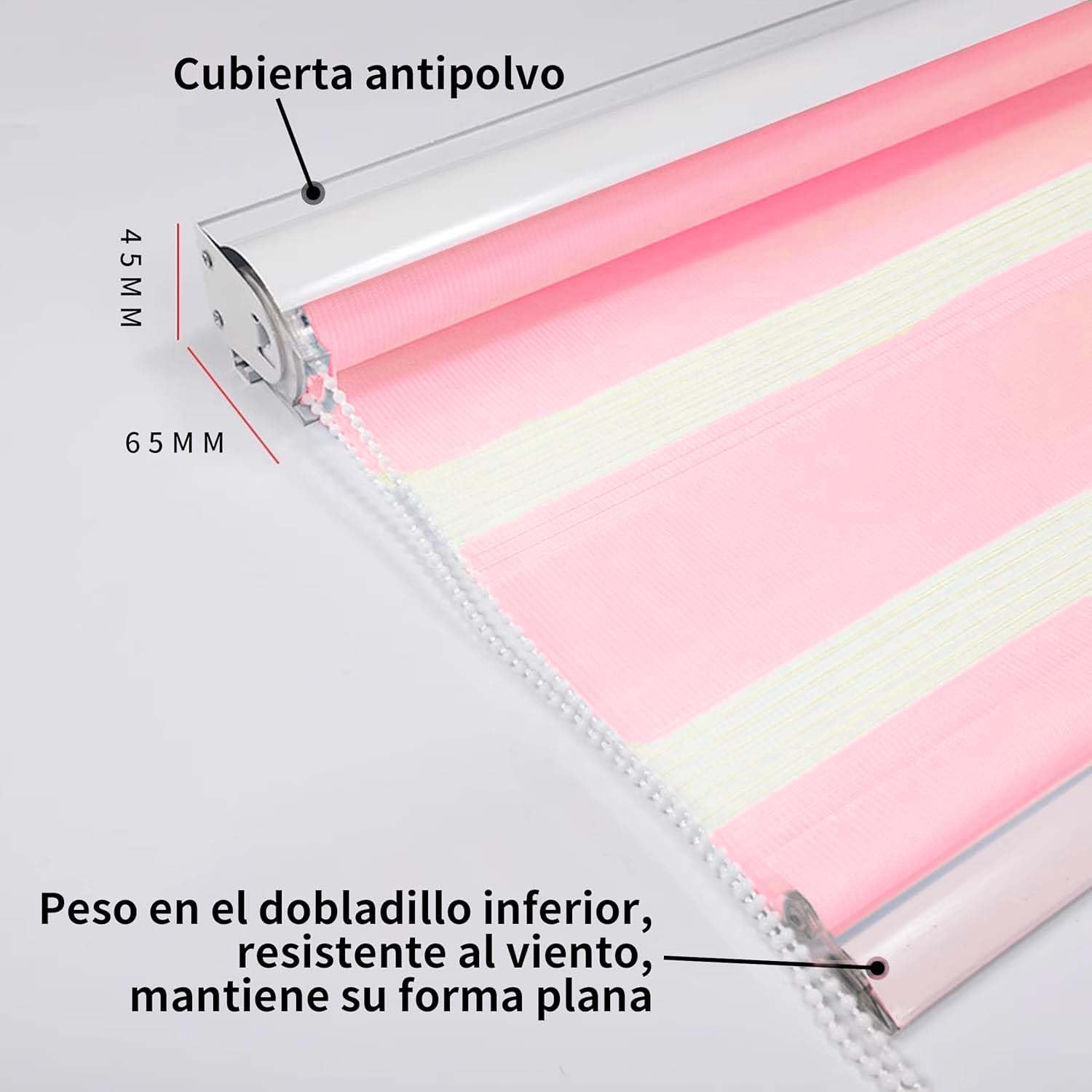 BESCH Estor Enrollable Doble Capa Noche y Día - Persiana Enrollable Interior Translúcida y Oscurecido para Ventanas 120x200CM (Rosa)