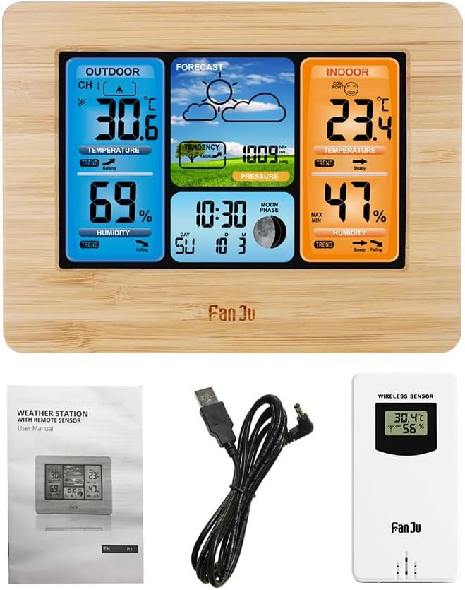 Package contents of FanJu FJ3373 weather station