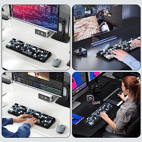 Image of FOPETT Wireless Keyboard and Mouse Combo, 105 Keys Full-Sized 2.4 GHz Round Keycap Colorful Keyboards, USB Receiver Plug and Play, for Windows, Mac, PC, Laptop, Desktop (Grey Colorful)