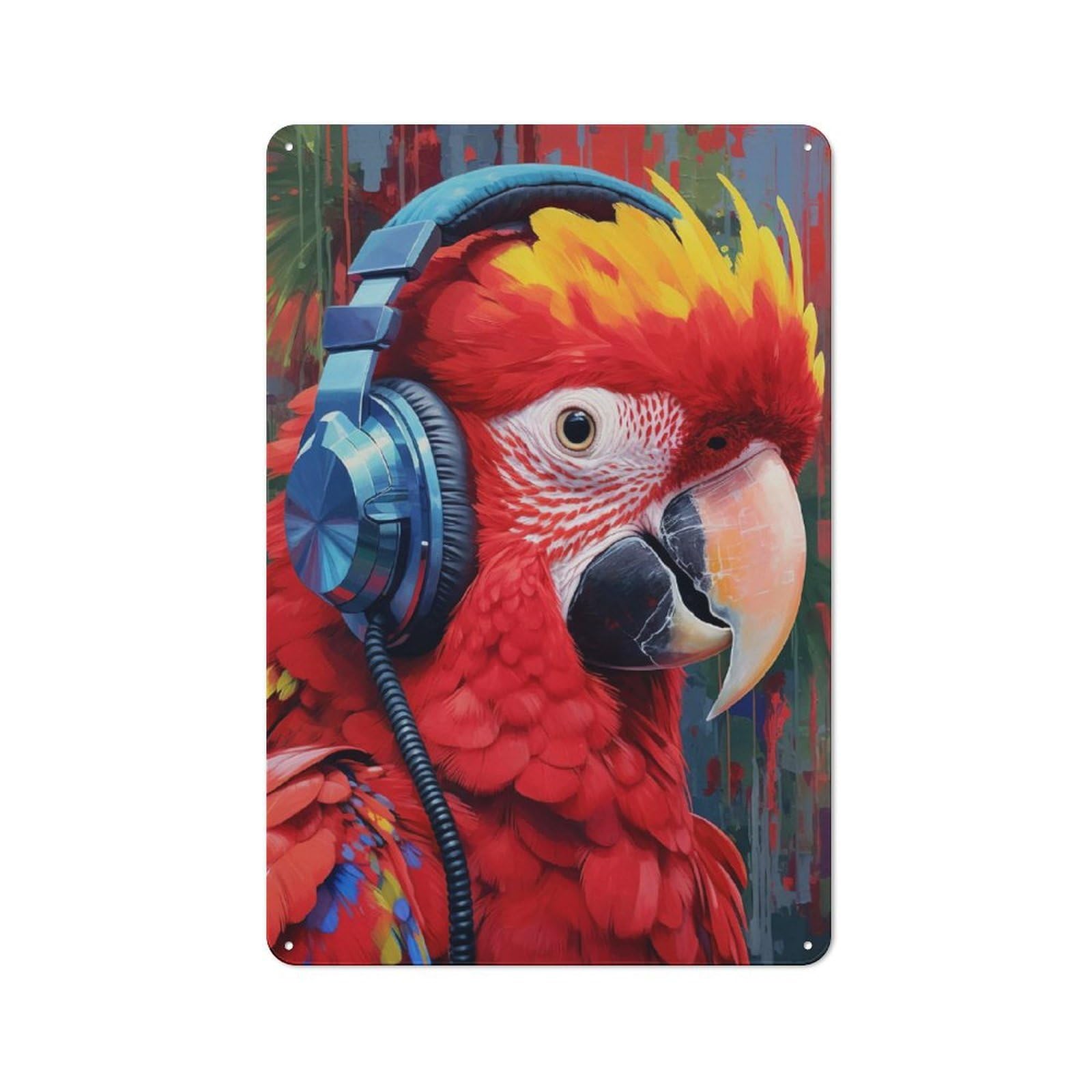 Scarlet Macaw Metal Gift Sign 30x20cm, Retro Home Wall Decor for Home, Shop, Pub Or Studio Wall