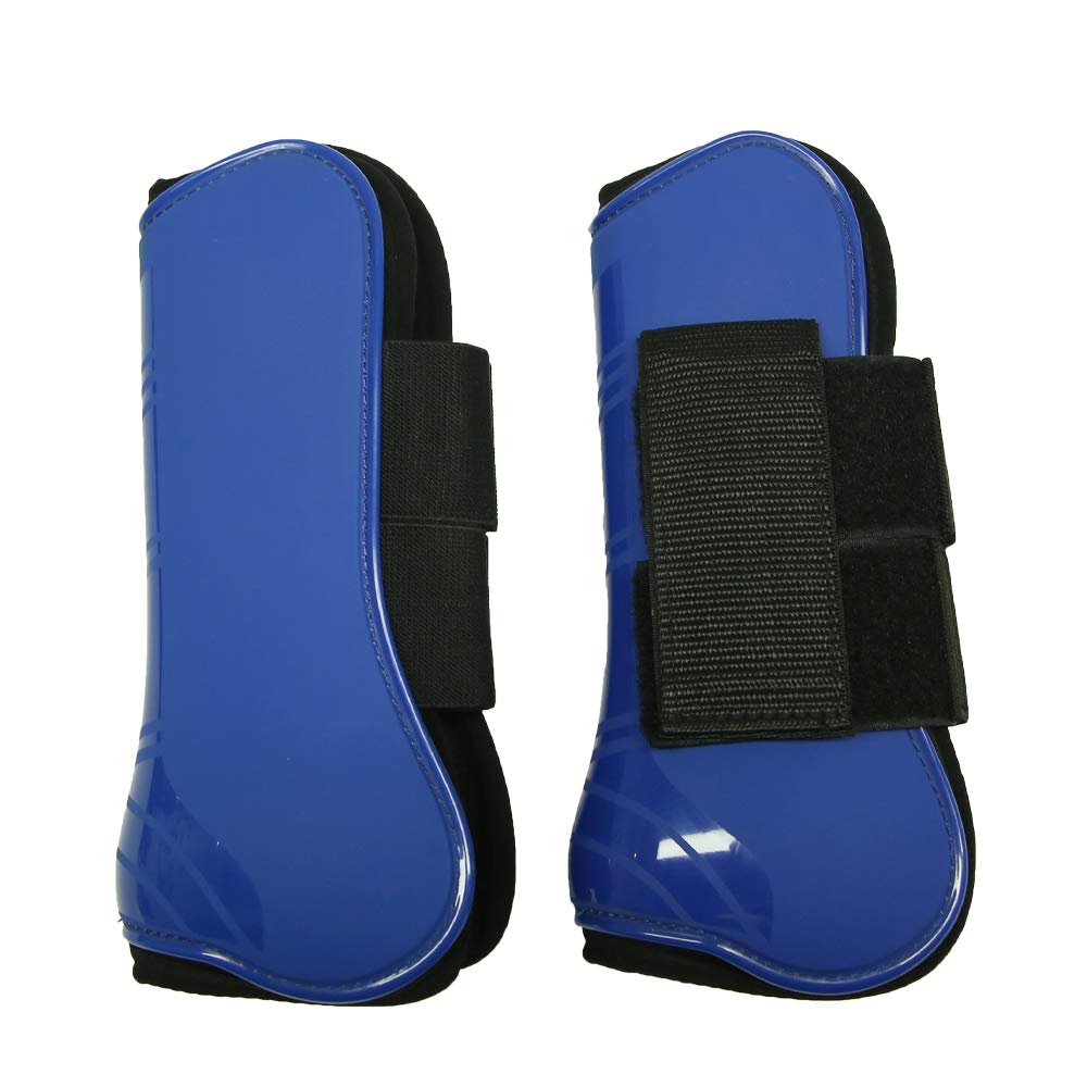 UNISTRENGH Horse Care Boots Open Front Jumping Tendon and Hind Fetlock Horse Secure Leg Protection Boots Lightweight Tough Dressage Horse Riding Equestrian Equipment (Blue (2*Front Boots))