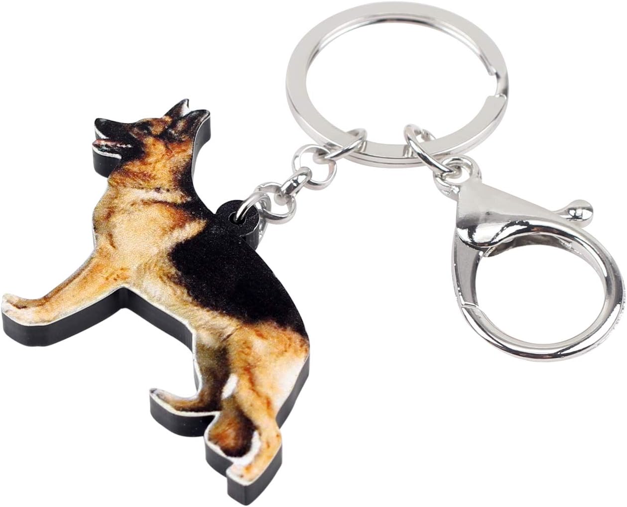 NEWEI Acrylic German Shepherd Dog Keychains Animal Rings Purse Car For Women Girls Ladies Charms Pets Gift - Image 2