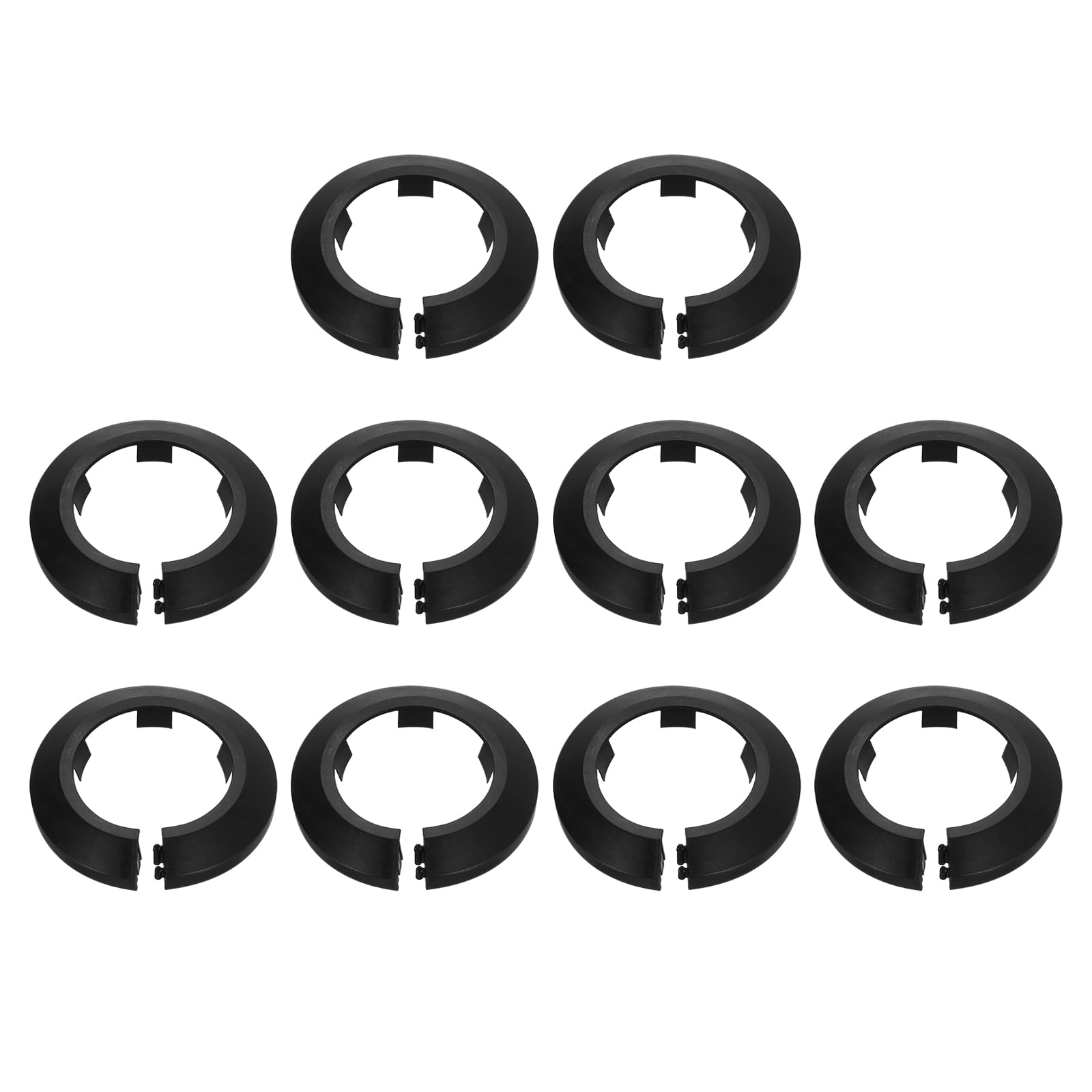 sourcing map 10pcs Flange Pipe Cover Decoration 1.57" (40mm) Plastic Clip-on Wall Hole Cover Under Sink Pipe Radiator Escutcheon Collar for Bathroom Kitchen Toilet, Black