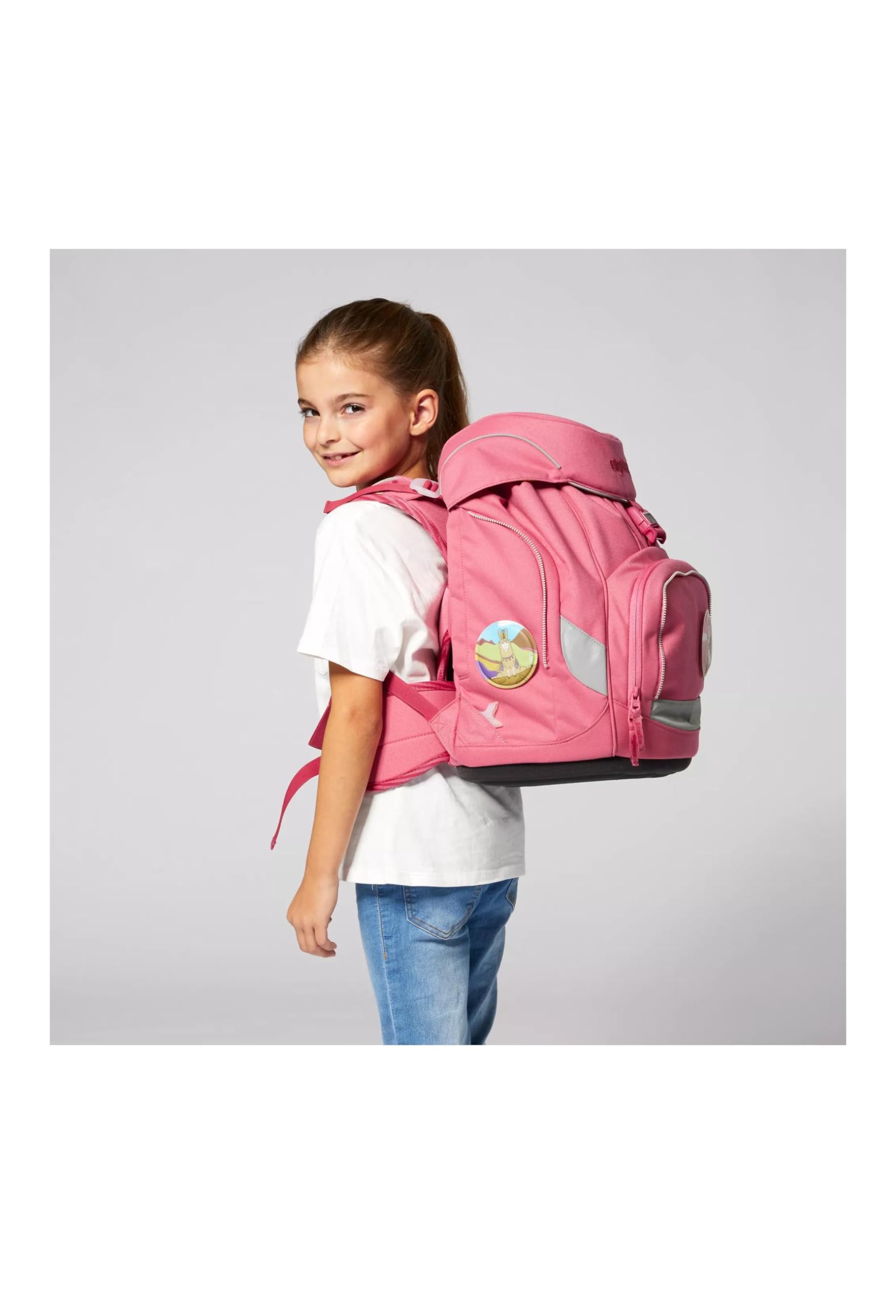 ergobag set zaino scolastico pack set Lamas in Bearjamas - Rosa | Zaino scolastico ergonomico, collezione precedente, flessibile, set da 6 pezzi, per la prima classe della scuola primaria