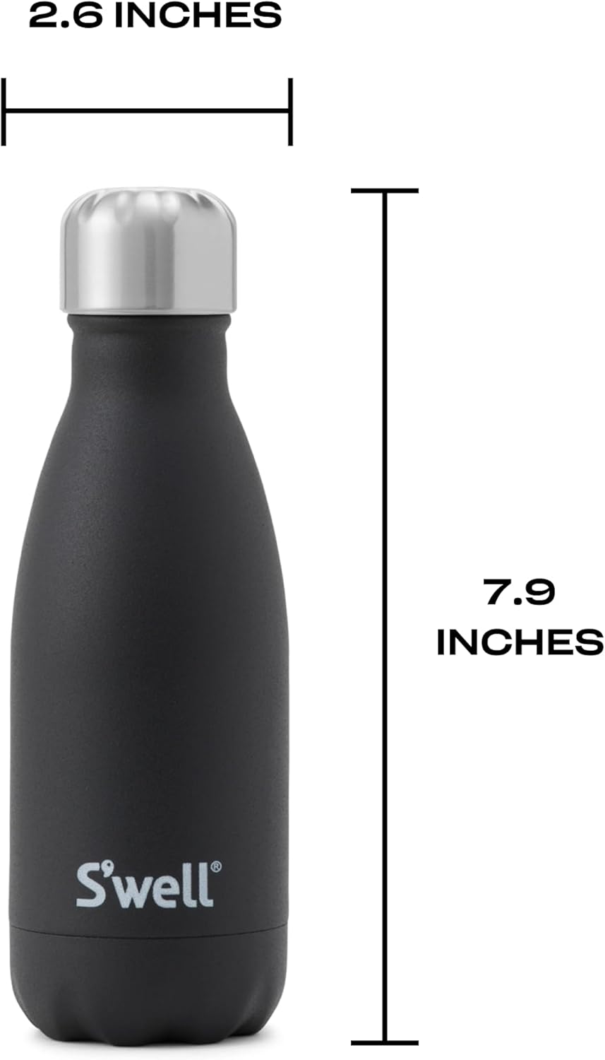 S'well Stainless Steel Water Bottle, 9oz, Onyx, Triple Layered Vacuum Insulated Containers Keeps Drinks Cold for 24 Hours and Hot for 12, BPA Free, Perfect for On the Go - Image 4