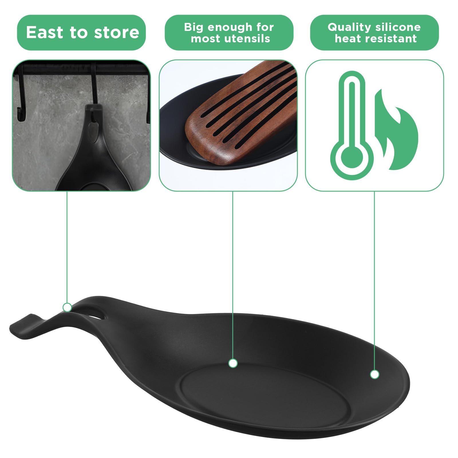 Support de cuillère en silicone 2 pièces résistant à la chaleur réutilisable