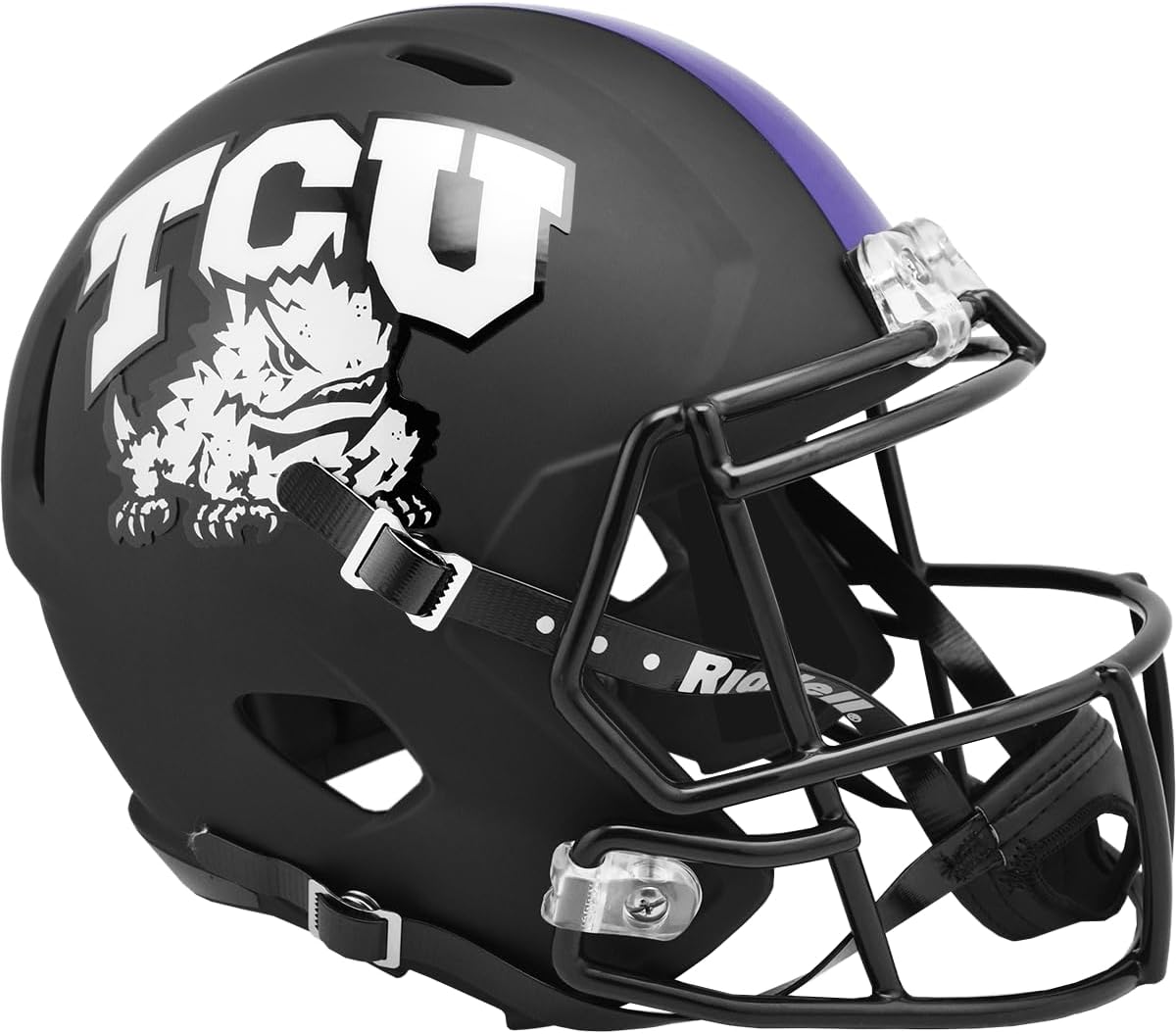 TCU Horned Frogs Matte Black Riddell Full Size Replica Speed Football Helmet