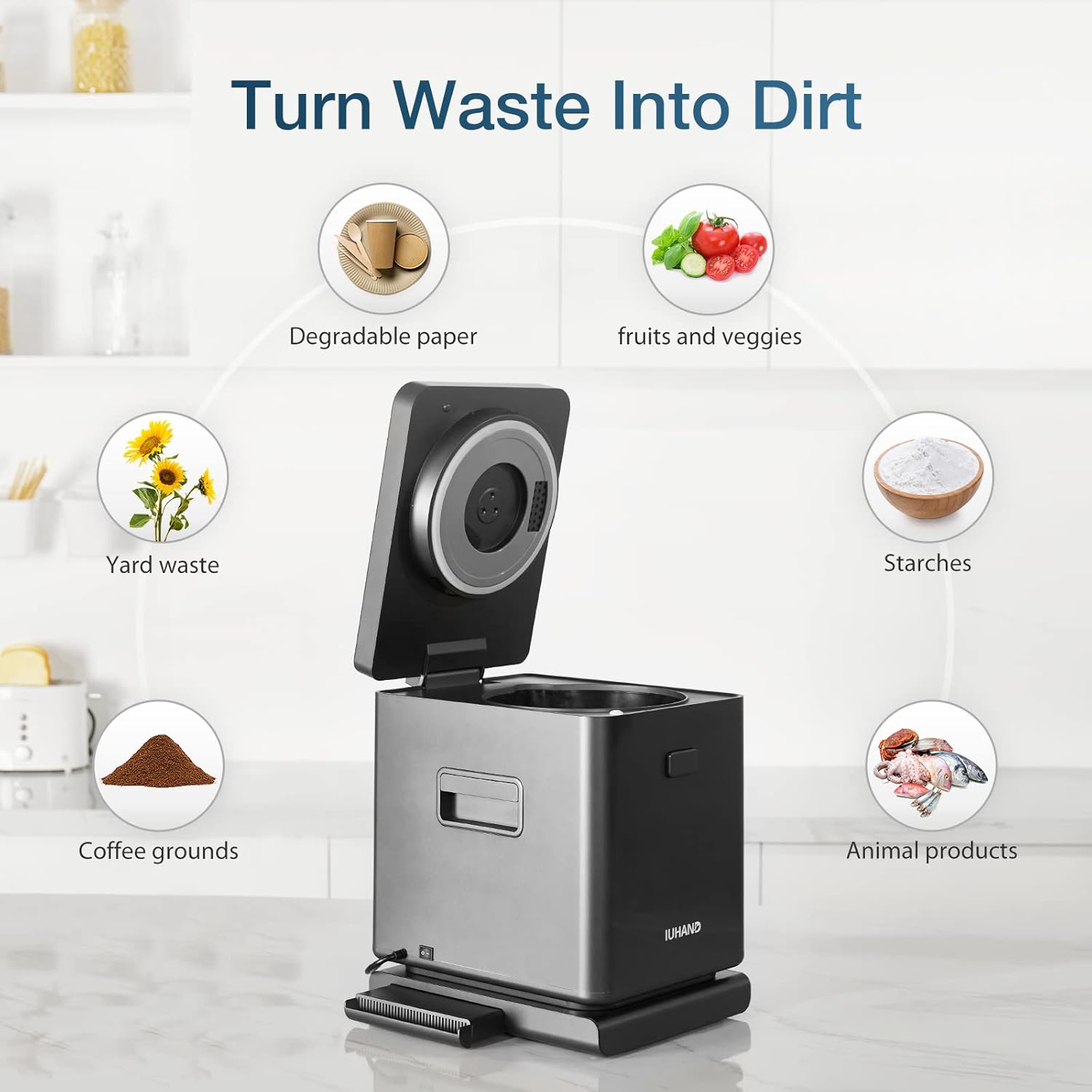 Buy IUHAND Compost Bin Kitchen, Smart Waste Kitchen Composter, Electric